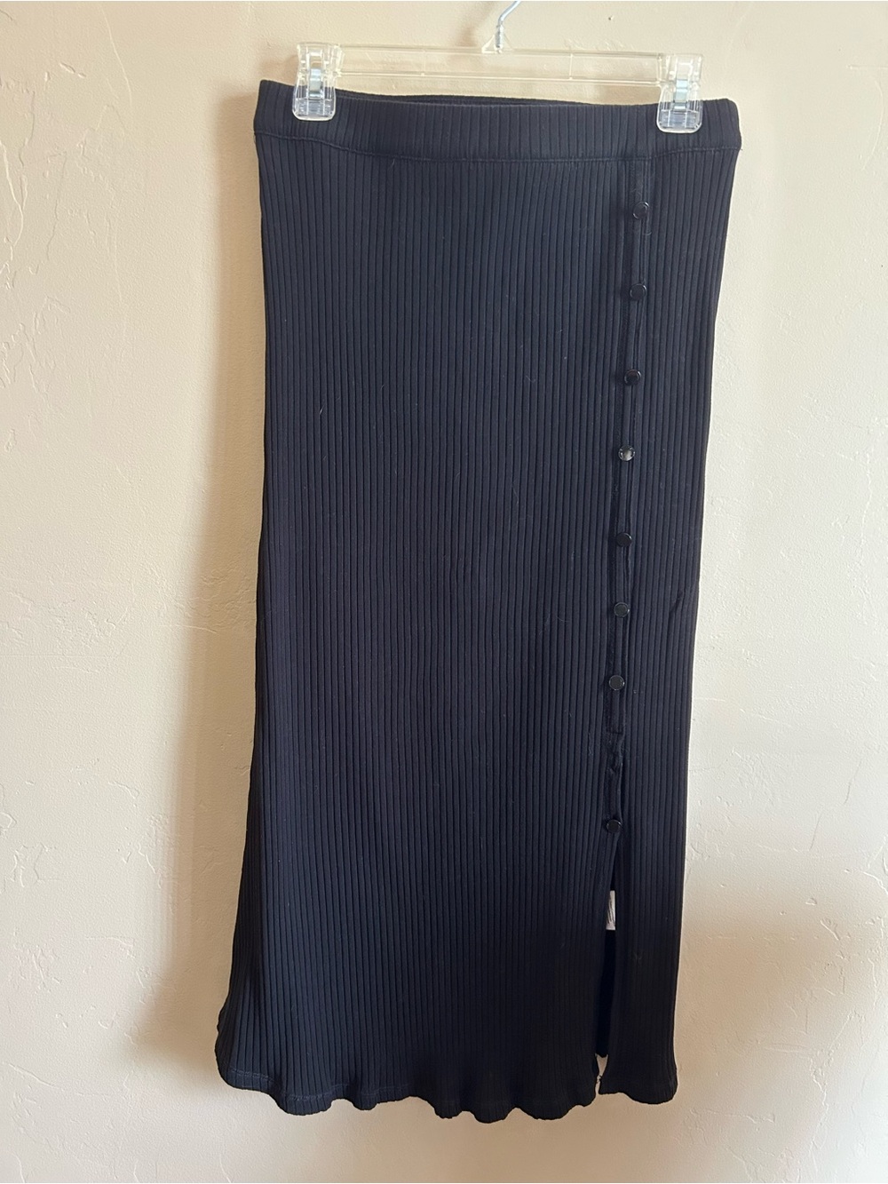 DKNY Black Ribbed Split Pencil Skirt